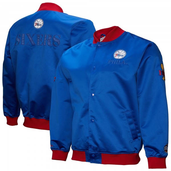 Philadelphia 76ers Mitchell & Ness Royal Hardwood Classics Team OG 3.0 Lightweight Satin Full-Snap Jacket