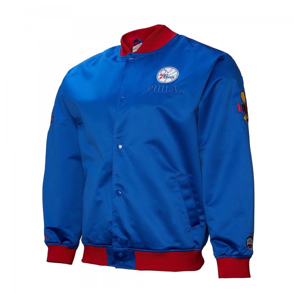 Philadelphia 76ers Mitchell & Ness Royal Hardwood Classics Team OG 3.0 Lightweight Satin Full-Snap Jacket