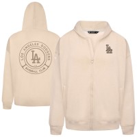 Los Angeles Dodgers Levelwear Khaki Uphill Oversized Full-Zip Hoodie