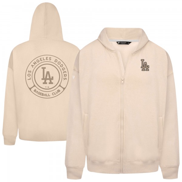 Los Angeles Dodgers Levelwear Khaki Uphill Oversized Full-Zip Hoodie