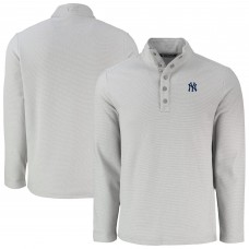 New York Yankees Cutter & Buck Gray Hunts Point Eco Textured Fleece Recycled Half-Snap Sweatshirt