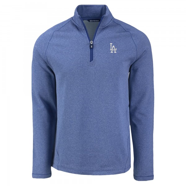 Los Angeles Dodgers Cutter & Buck Heather Blue Peshastin Eco Fleece Recycled Raglan Quarter-Zip Top