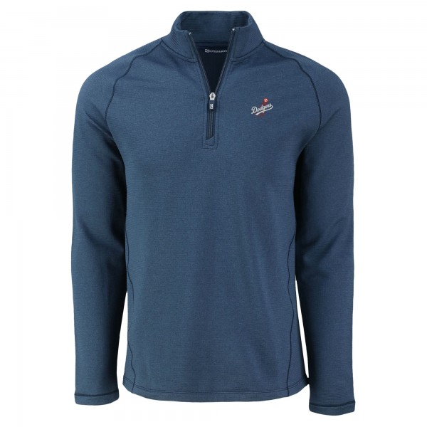 Los Angeles Dodgers Cutter & Buck Heather Navy Peshastin Eco Fleece Recycled Raglan Quarter-Zip Top