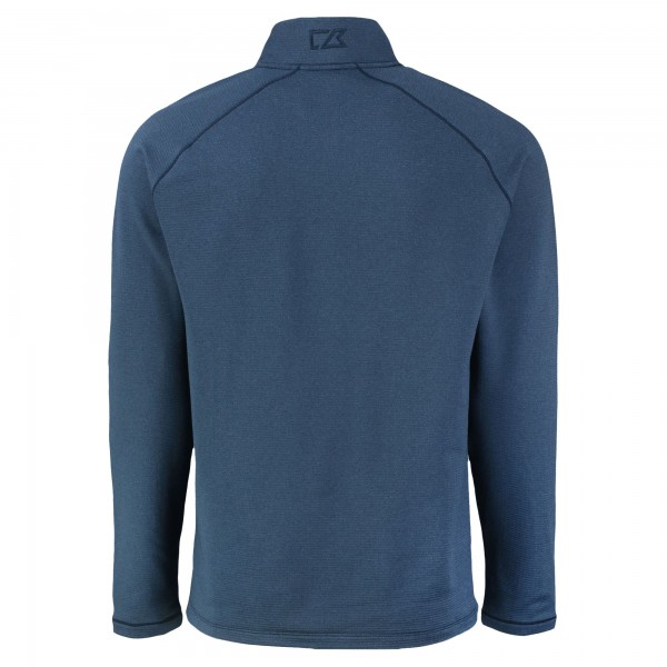 New York Yankees Cutter & Buck Heather Navy Peshastin Eco Fleece Recycled Raglan Quarter-Zip Top