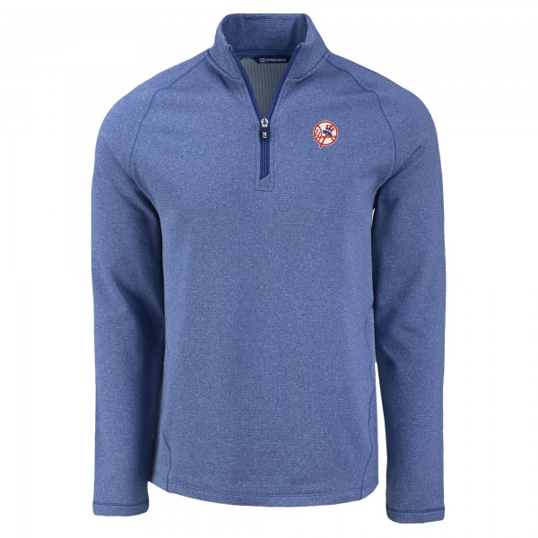 New York Yankees Cutter & Buck Heather Blue Peshastin Eco Fleece Recycled Raglan Quarter-Zip Top