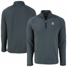 New York Yankees Cutter & Buck Heather Black Peshastin Eco Fleece Recycled Raglan Quarter-Zip Top