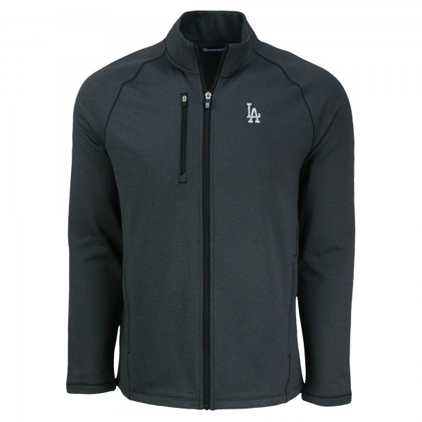Los Angeles Dodgers Cutter & Buck Heather Black Peshastin Eco Fleece Recycled Tri-Blend Raglan Full-Zip Jacket