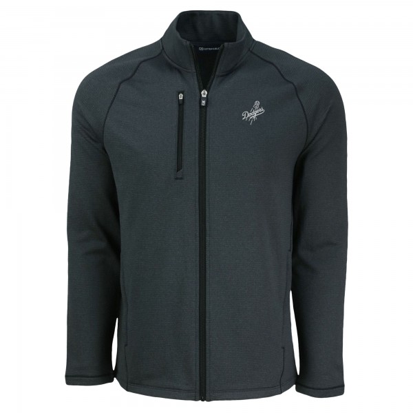 Los Angeles Dodgers Cutter & Buck Heather Black Peshastin Eco Fleece Recycled Raglan Full-Zip Jacket