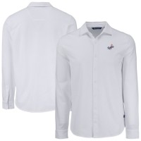 Los Angeles Dodgers Cutter & Buck White Knitted Advantage Tri-Blend Eco Soft Pique Long Sleeve Button-Up Shirt
