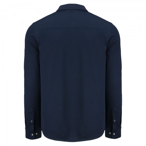 New York Yankees Cutter & Buck Navy Knitted Advantage Tri-Blend Eco Soft Pique Long Sleeve Button-Up Shirt