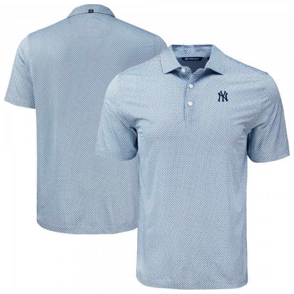 New York Yankees Cutter & Buck Navy Pike Eco Diamond Dot Print Polo