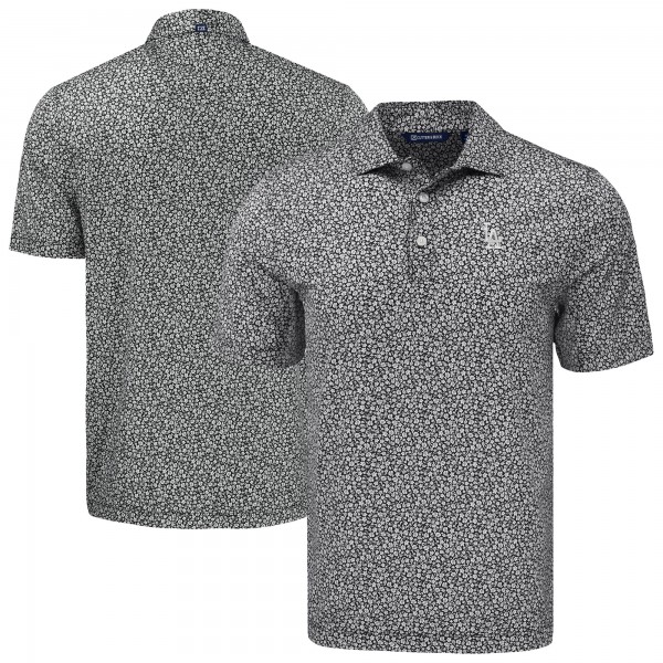 Los Angeles Dodgers Cutter & Buck Black Pike Eco Flora Print Recycled Polo