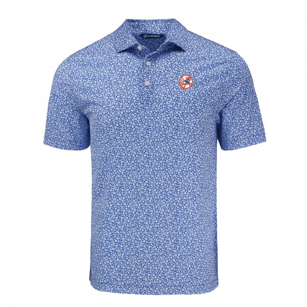 New York Yankees Cutter & Buck Blue Pike Eco Flora Print Recycled Polo
