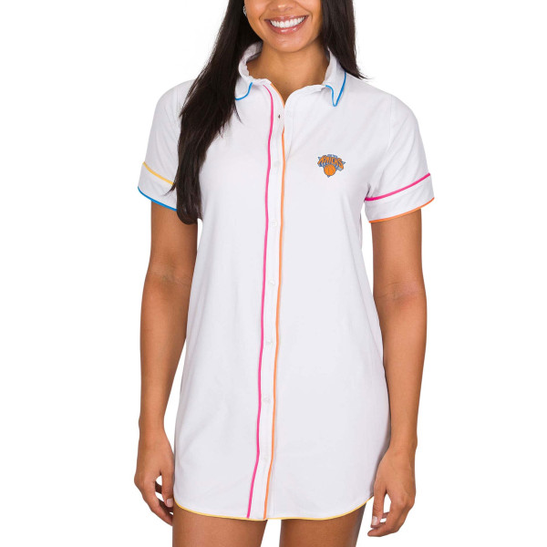 Женская New York Knicks Concepts Sport White Flutter Knit Nightshirt
