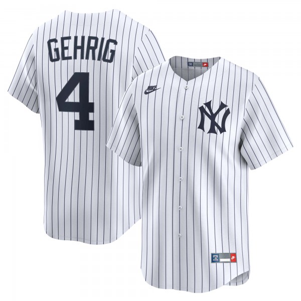 New York Yankees Lou Gehrig Nike White Throwback Cooperstown Collection Limited Jersey