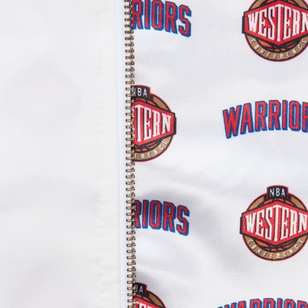 Кофта на молнии Golden State Warriors Mitchell & Ness Hardwood Classics Nights Team Leader Satin - White