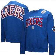 Philadelphia 76ers Mitchell & Ness Royal Hardwood Classics There & Back 2.0 Vintage Pullover Sweatshirt