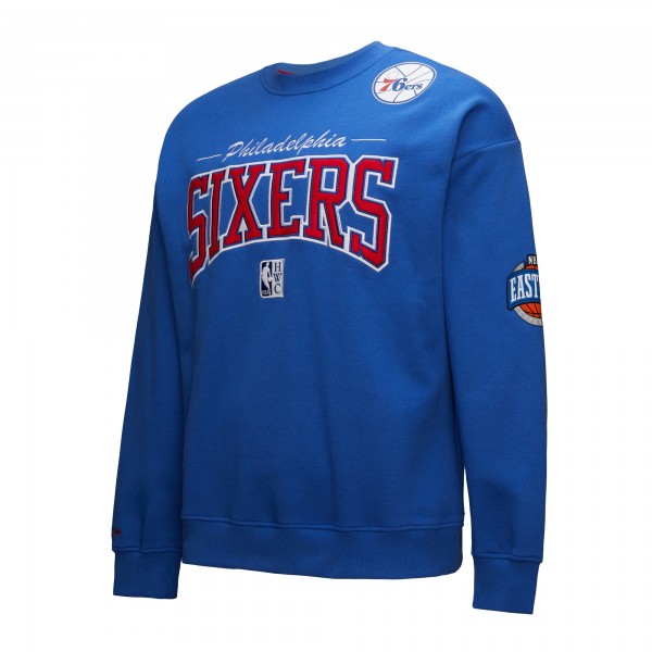 Philadelphia 76ers Mitchell & Ness Royal Hardwood Classics There & Back 2.0 Vintage Pullover Sweatshirt
