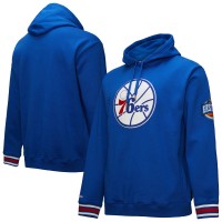 Philadelphia 76ers Mitchell & Ness Royal Chainstitch Applique Vintage Heavyweight Pullover Hoodie