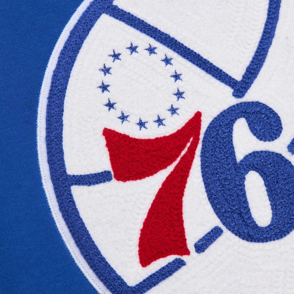 Philadelphia 76ers Mitchell & Ness Royal Chainstitch Applique Vintage Heavyweight Pullover Hoodie