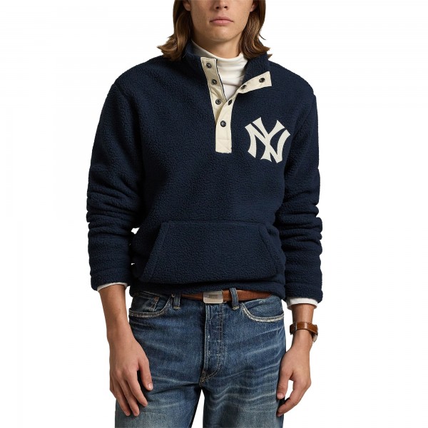 New York Yankees Polo Ralph Lauren Navy Vintage Fleece Quarter-Snap Pullover