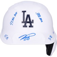 Mike Piazza Los Angeles Dodgers Autographed Fanatics Authentic White Batting Helmet with Rookie of the Year Stats Inscriptions - Limited Edition of 12