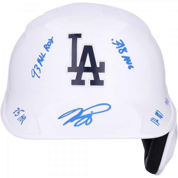 Mike Piazza Los Angeles Dodgers Autographed Fanatics Authentic White Batting Helmet with Rookie of the Year Stats Inscriptions - Limited Edition of 12