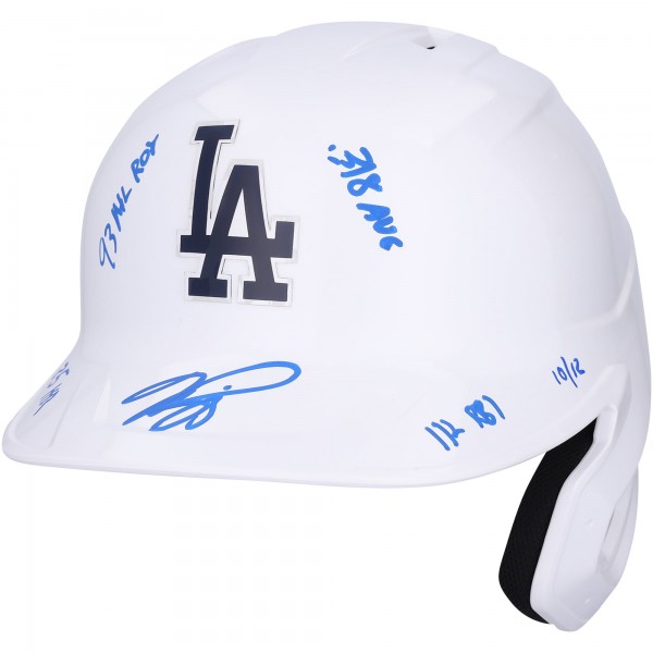 Mike Piazza Los Angeles Dodgers Autographed Fanatics Authentic White Batting Helmet with Rookie of the Year Stats Inscriptions - Limited Edition of 12