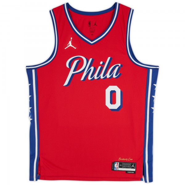 Tyrese Maxey Philadelphia 76ers Autographed Fanatics Authentic Jordan Brand Red 2022-23 Statement Edition Swingman Jersey