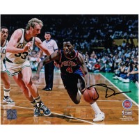 Joe Dumars Detroit Pistons Autographed Fanatics Authentic 8 x 10 Dribbling vs. Larry Bird Photograph