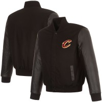 Cleveland Cavaliers JH Design Black Reversible Wool & Leather Full-Snap Jacket