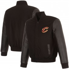 Cleveland Cavaliers JH Design Black Reversible Wool & Leather Full-Snap Jacket