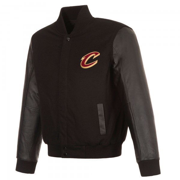 Cleveland Cavaliers JH Design Black Reversible Wool & Leather Full-Snap Jacket