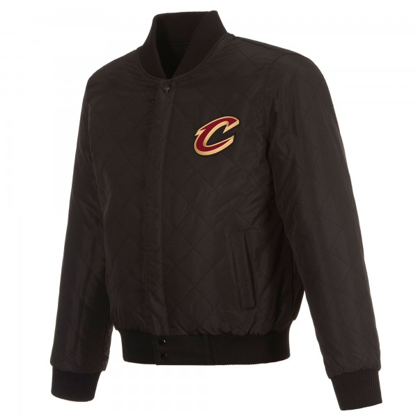 Cleveland Cavaliers JH Design Black Reversible Wool & Leather Full-Snap Jacket