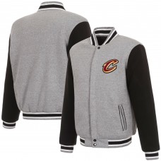 Cleveland Cavaliers JH Design Gray/Black Two-Tone Reversible Fleece Full-Snap Jacket