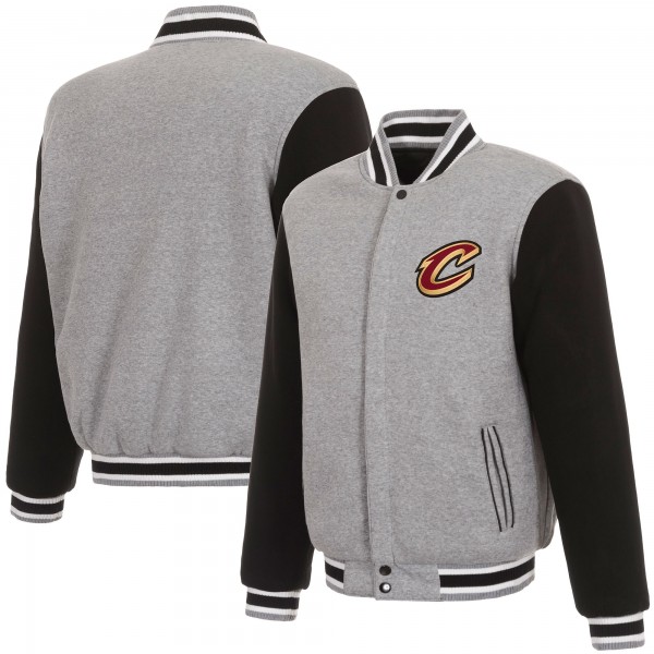 Cleveland Cavaliers JH Design Gray/Black Two-Tone Reversible Fleece Full-Snap Jacket