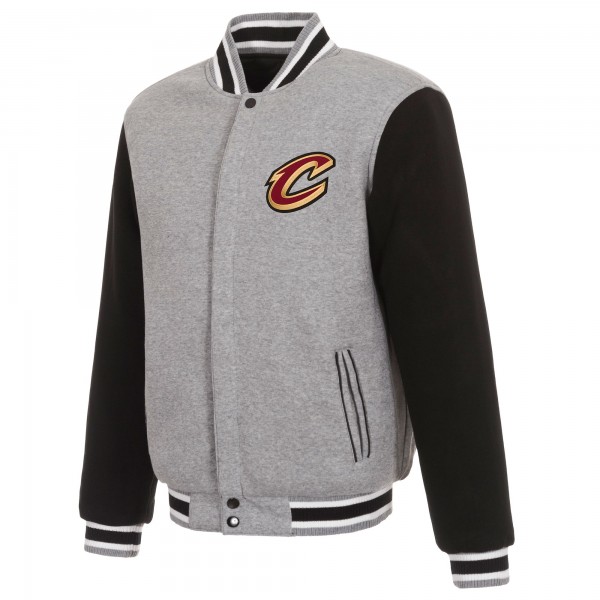 Cleveland Cavaliers JH Design Gray/Black Two-Tone Reversible Fleece Full-Snap Jacket