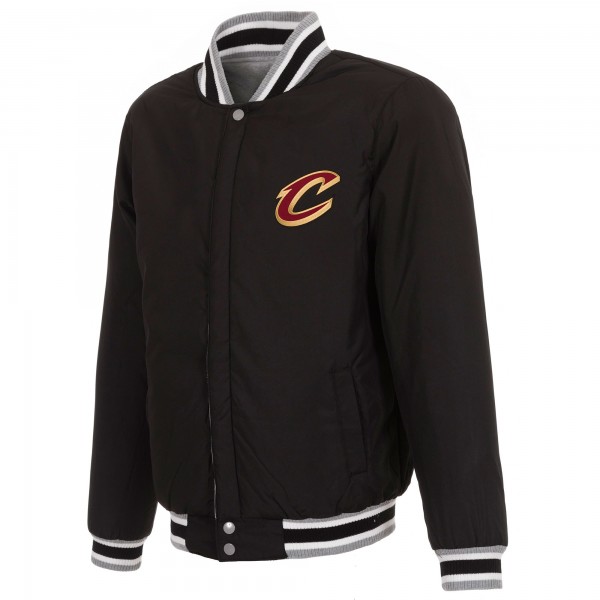 Cleveland Cavaliers JH Design Gray/Black Two-Tone Reversible Fleece Full-Snap Jacket