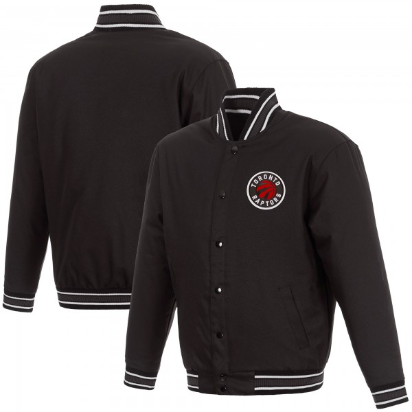Toronto Raptors JH Design Black Poly-Twill Full-Snap Jacket