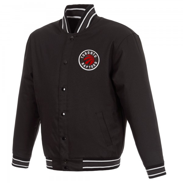 Toronto Raptors JH Design Black Poly-Twill Full-Snap Jacket