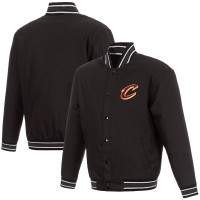 Cleveland Cavaliers JH Design Black Poly-Twill Full-Snap Jacket