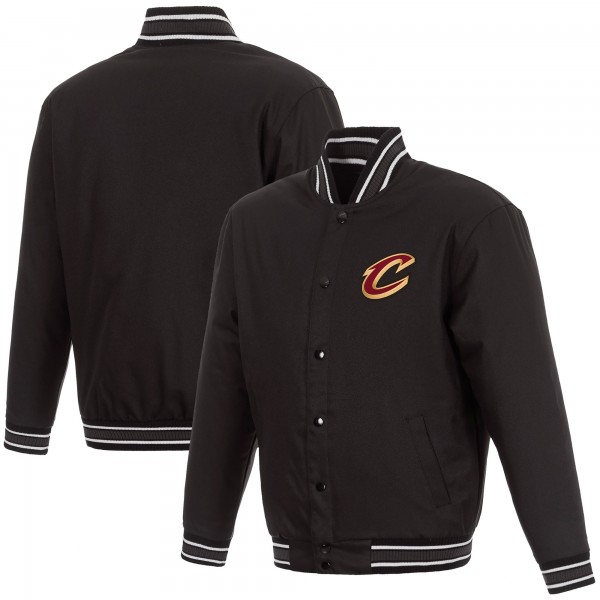 Cleveland Cavaliers JH Design Black Poly-Twill Full-Snap Jacket