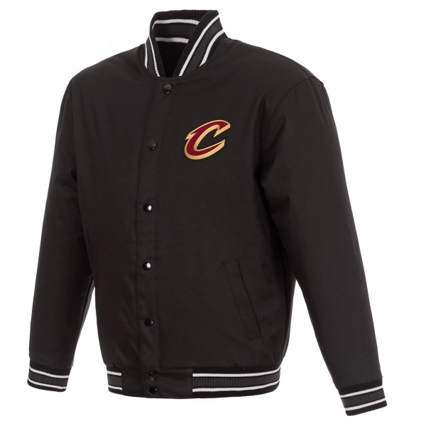 Cleveland Cavaliers JH Design Black Poly-Twill Full-Snap Jacket