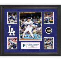 Yoshinobu Yamamoto Los Angeles Dodgers Fanatics Authentic Framed 5-Photo Collage with a Piece of Game-Used Ball