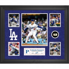 Yoshinobu Yamamoto Los Angeles Dodgers Fanatics Authentic Framed 5-Photo Collage with a Piece of Game-Used Ball