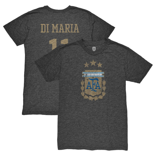 Футболка Angel Di Maria Argentina National Team 1863FC Retro Tri-Blend - Black