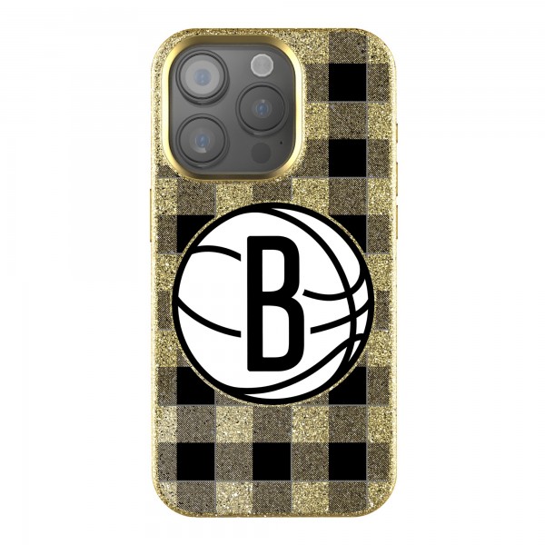 Brooklyn Nets Keyscaper Plaid Bling iPhone Case