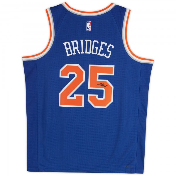 Mikal Bridges New York Knicks Autographed Fanatics Authentic Nike Blue Icon Edition Swingman Jersey