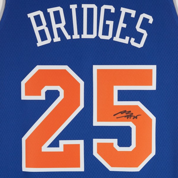 Mikal Bridges New York Knicks Autographed Fanatics Authentic Nike Blue Icon Edition Swingman Jersey