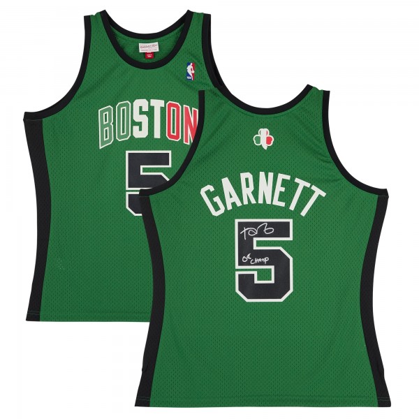 Kevin Garnett Boston Celtics Autographed Fanatics Authentic Mitchell & Ness Kelly Green 2007-08 Italy Swingman Jersey with 08 Champ Inscription